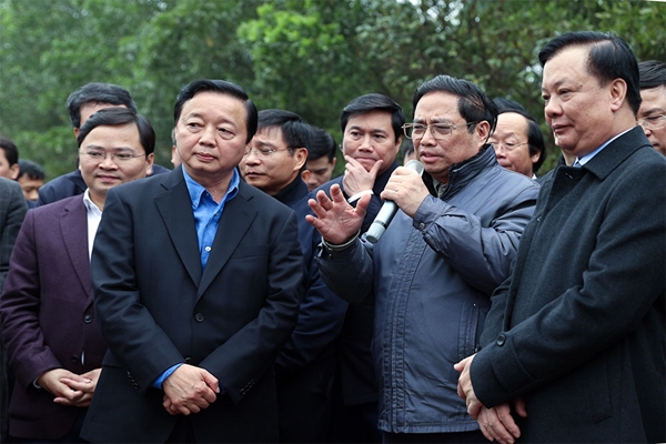 Thủ tướng Chính phủ Phạm Minh Chính kiểm tra dự án xây dựng đường vành đai 4 vùng Thủ đô Hà Nội